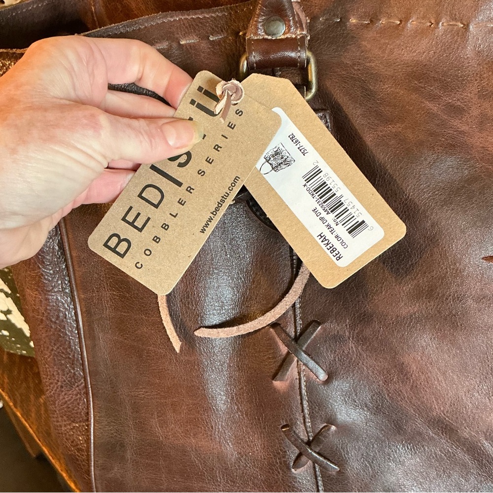 NWT Bed Stu Rebekah Shoulder Travel Weekend Bag XL Tote Teak Dip Dyed MSRP $520 - Picture 5 of 15